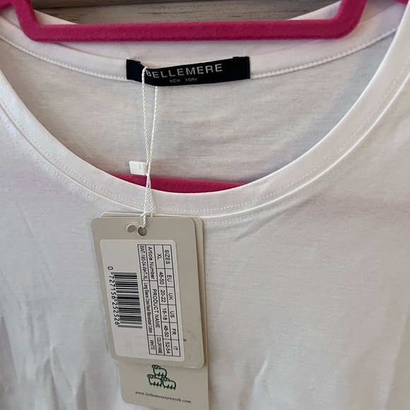 BELLEMERE WHITE LONG SLEEVE CREW NECK MERCERIZED COTTON TOP | SIZE XL NEW W TAGS - Picture 3 of 6